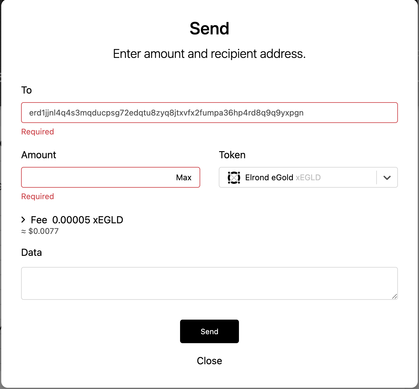 elrond-web-wallet-error